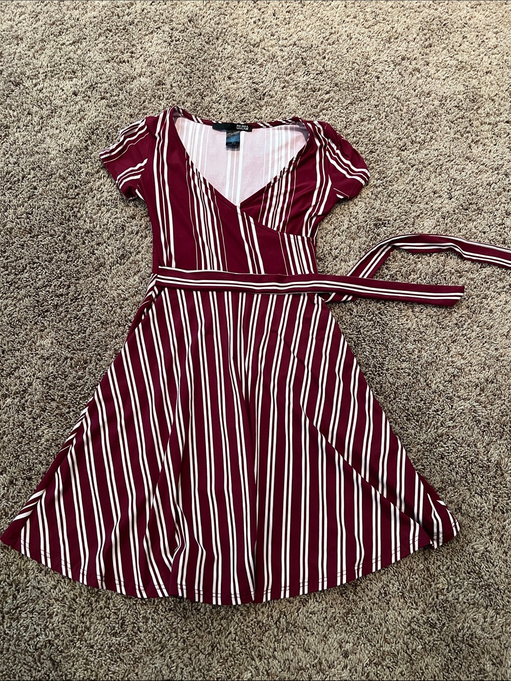 Women Rebel Sugar striped burgundy, and white dress Size XS